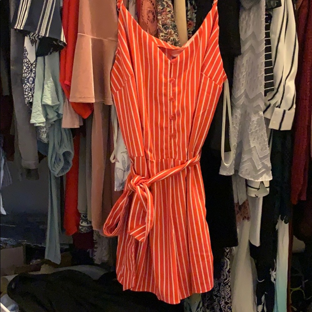 Striped orange romper
